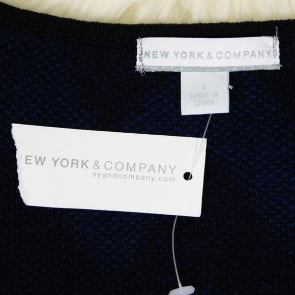 New York & Company Cardigan Sweater L Open Front Drape Chevron - Picture 3 of 8